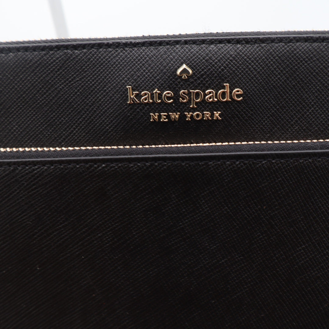 Kate Spade Staci Medium Wristlet Black Saffiano Leather Gold Hardware