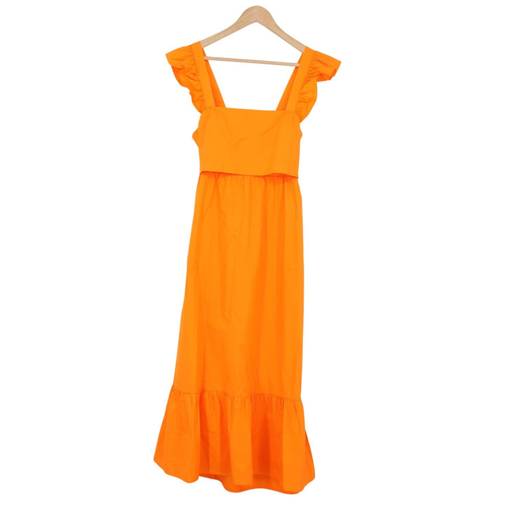 Adelyn Rae Midi Dress Women's S Orange Ruffle Tie Back Cotton Excellent
