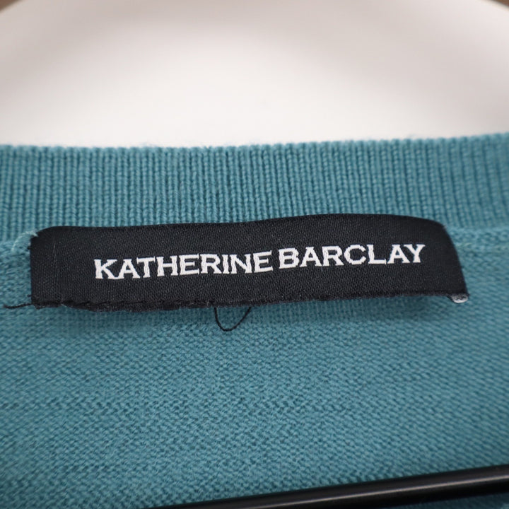 Katherine Barclay Teal Blue 100% Merino Wool Crewneck Sweater XL