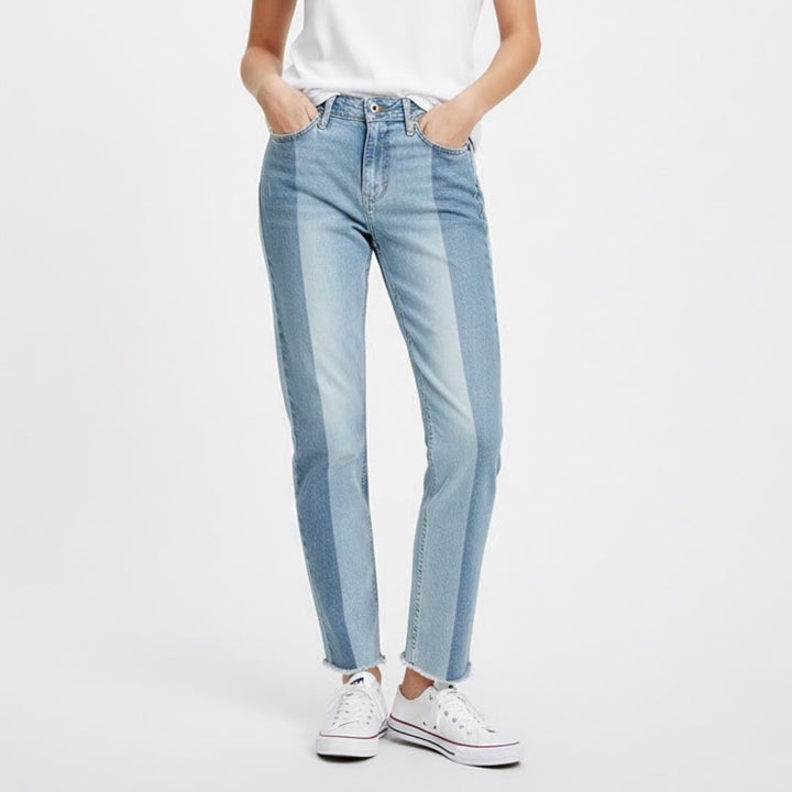 Tommy Hilfiger Straight Jeans Womens 24x32 Blue Two Tone Denim Cotton Stretch
