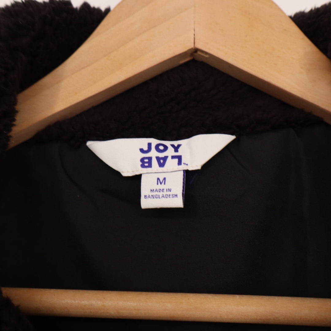JoyLab High Pile Quilted Vest Womens Medium Black Nylon Faux Fur Full Zip Winter