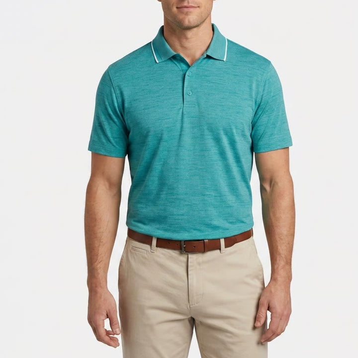 Walter Hagen Mens P11 Birdseye Athletic Fit Golf Polo Shirt Aqua Blue Small NEW