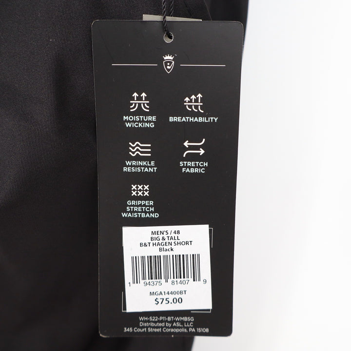 Walter Hagen Mens 48 Black Perfect 11 Golf Shorts Big & Tall