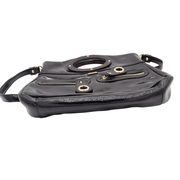 Kate Spade Handbag Womens Large Patent Leather Black Cutout Handle Excellent
