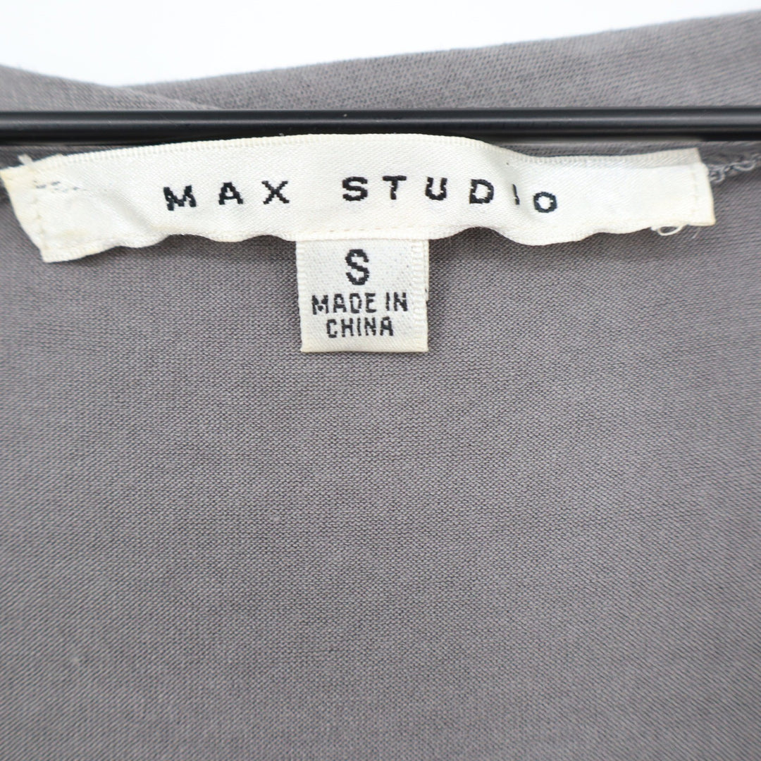 Max Studio Grey Sleeveless Pleated Scoop Neck Blouson Top 4703T72 Size S