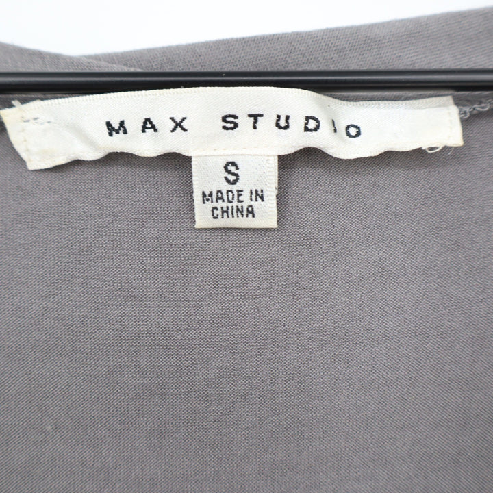 Max Studio Grey Sleeveless Pleated Scoop Neck Blouson Top 4703T72 Size S