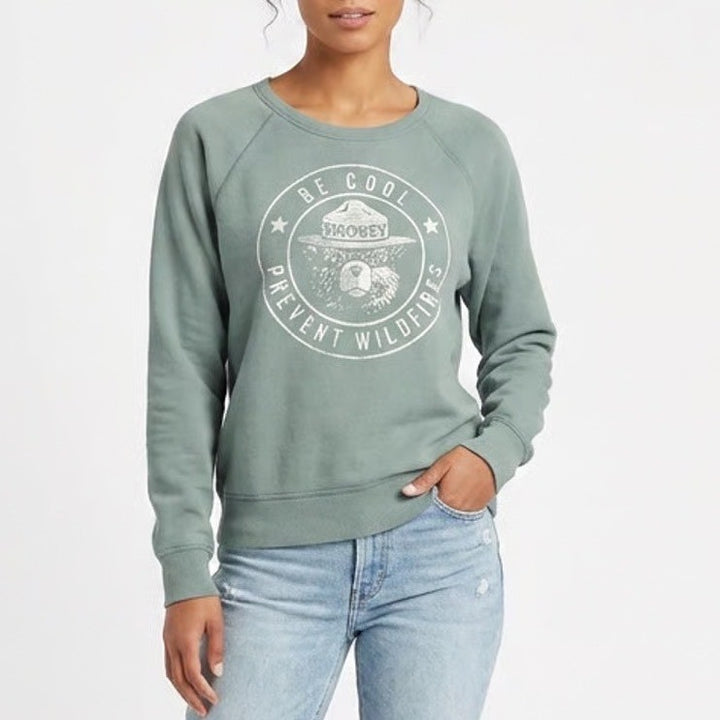 Grayson Threads Smokey Bear Be Cool Prevent Wildfires Teal Sweatshirt Small