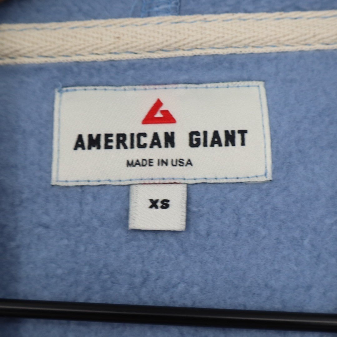 American Giant Midweight Hoodie Womens XS Blue Fleece Kangaroo Pocket Pullover