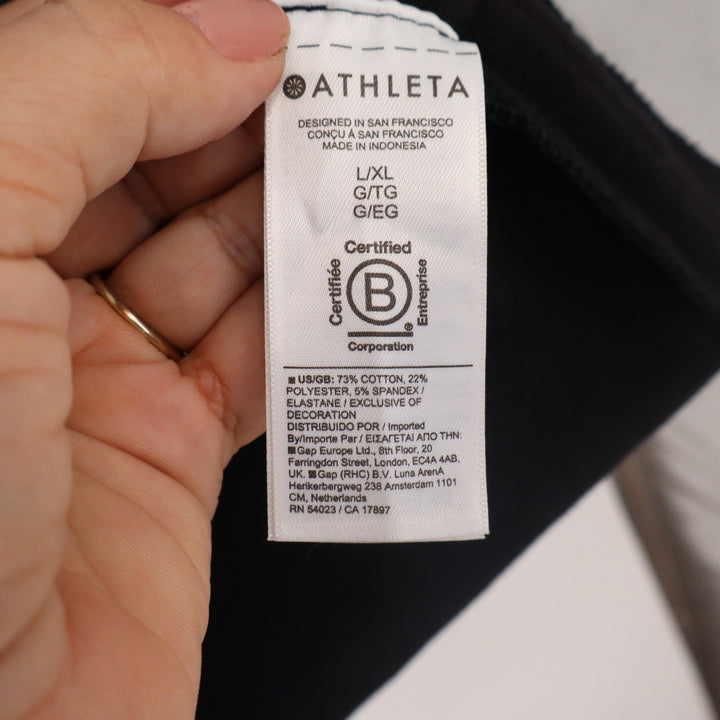 Athleta Womens Black Open Front Shawl Collar Fleece Cardigan L/XL