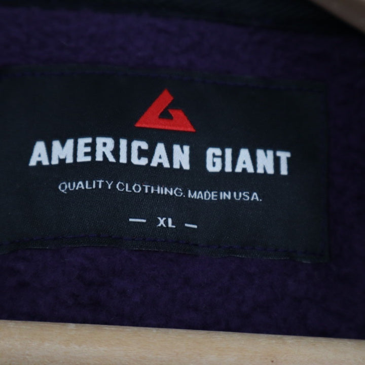 American Giant Hoodie Mens XL Purple Logo Fleece Lined Cotton Classic Full Zip