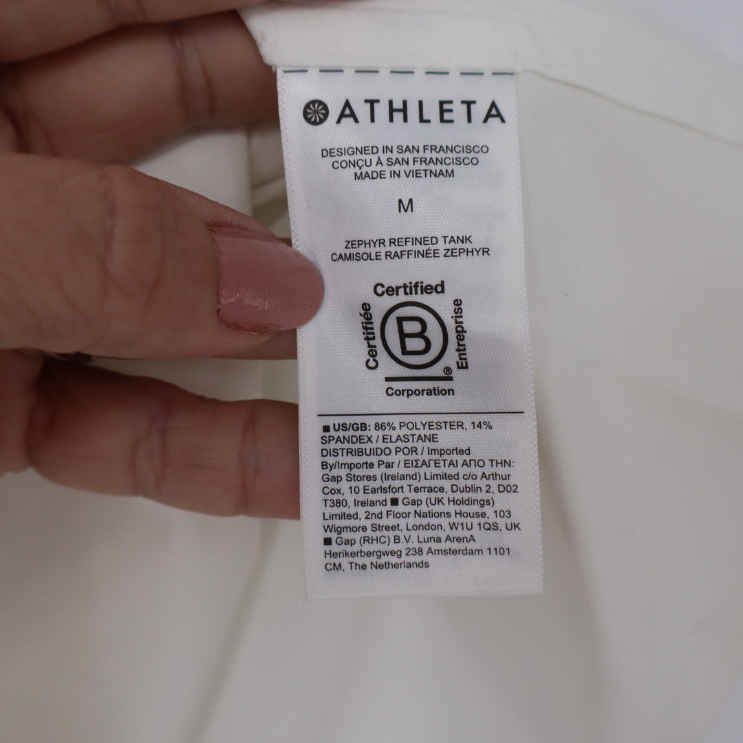 Athleta Zephyr Refined Tank Women's Medium White Sleeveless Crew Neck Top