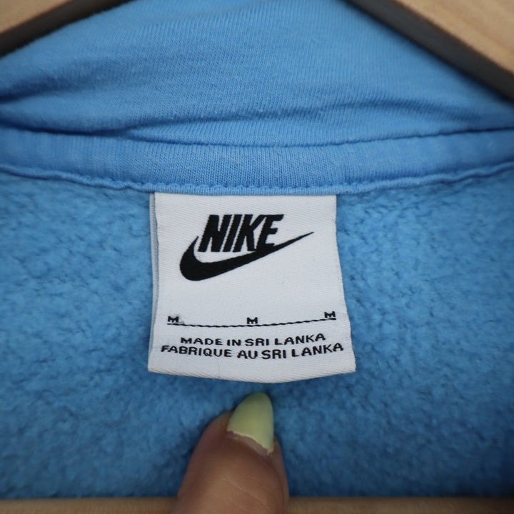 Nike Mens Fleece Pullover Hoodie Light Blue Embroidered Logo Sweatshirt M