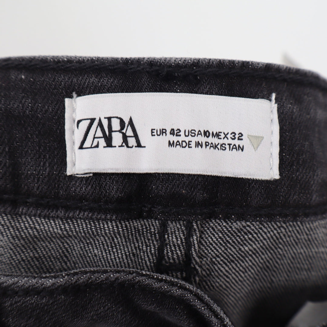Zara Jeans Womens 10 Flare Black High Rise Stretch Denim Excellent