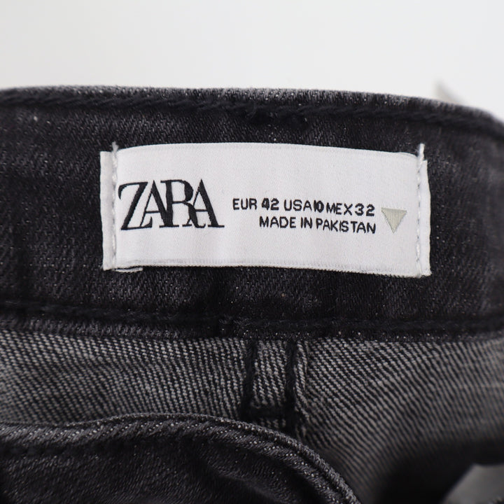 Zara Jeans Womens 10 Flare Black High Rise Stretch Denim Excellent