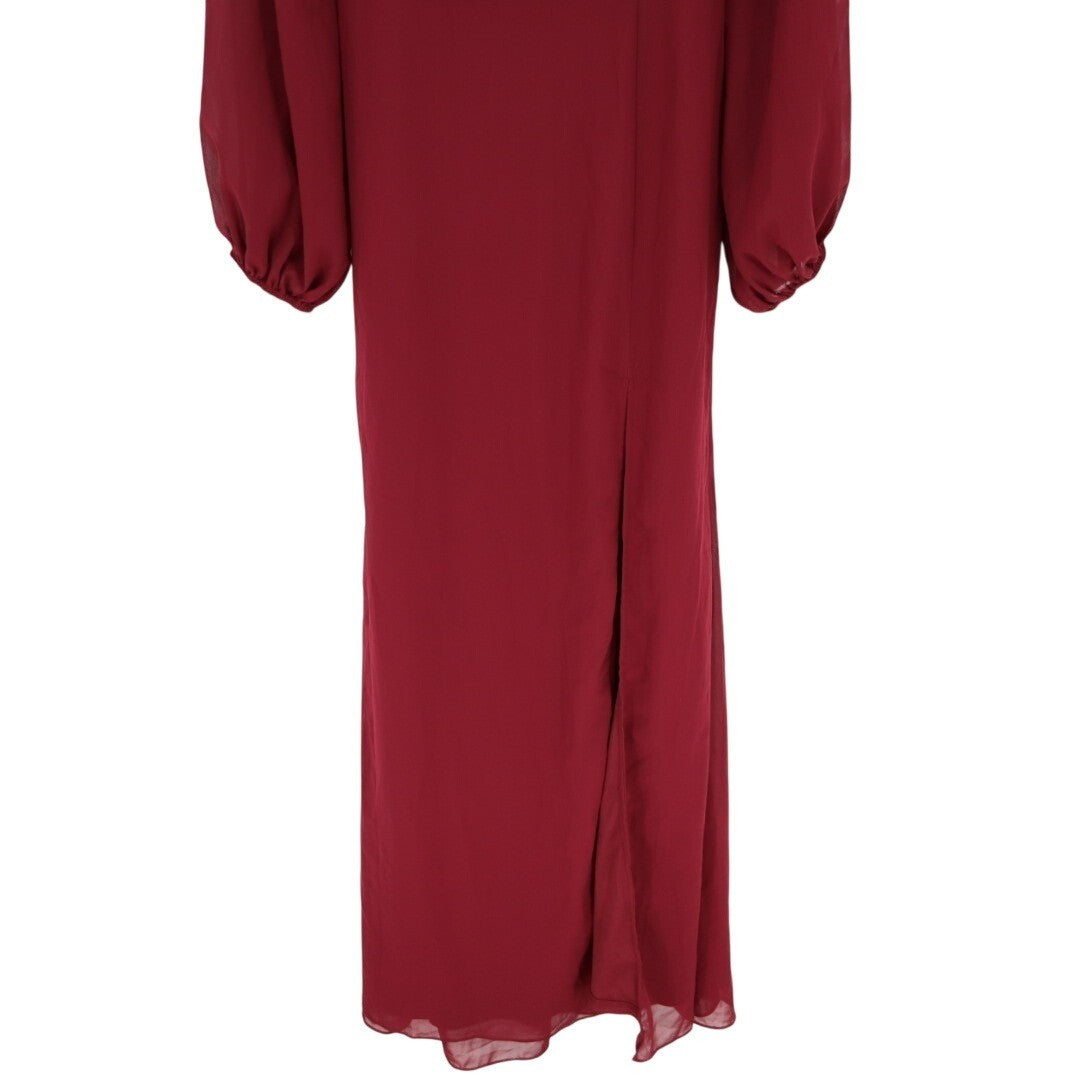 Lulus Graceful Entrance Maxi Dress Womens Medium Maroon Backless Long Sleeve