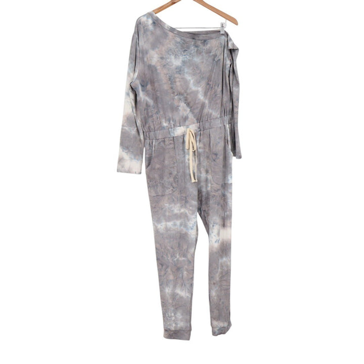 Tie Dye One Piece Jumpsuit Lounge Pajama Pants XL Grey Blue