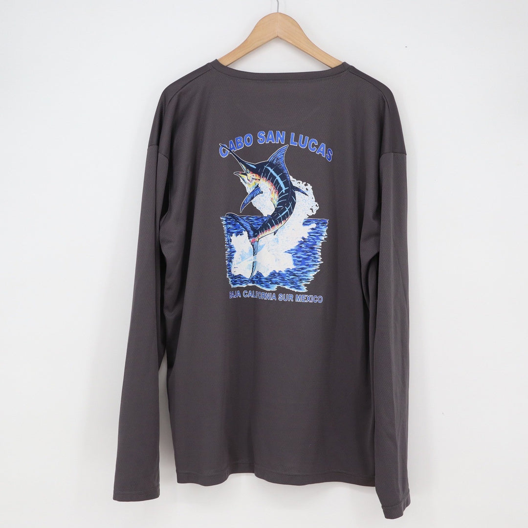 Unbranded Performance Shirt Mens XXL Cabo San Lucas Marlin Gray Graphic
