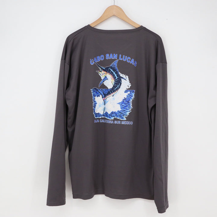 Unbranded Performance Shirt Mens XXL Cabo San Lucas Marlin Gray Graphic