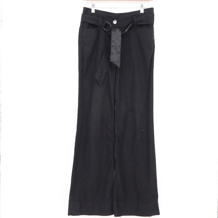 White House Black Market Black Wide Leg Tie Waist Cotton Pants Size 2