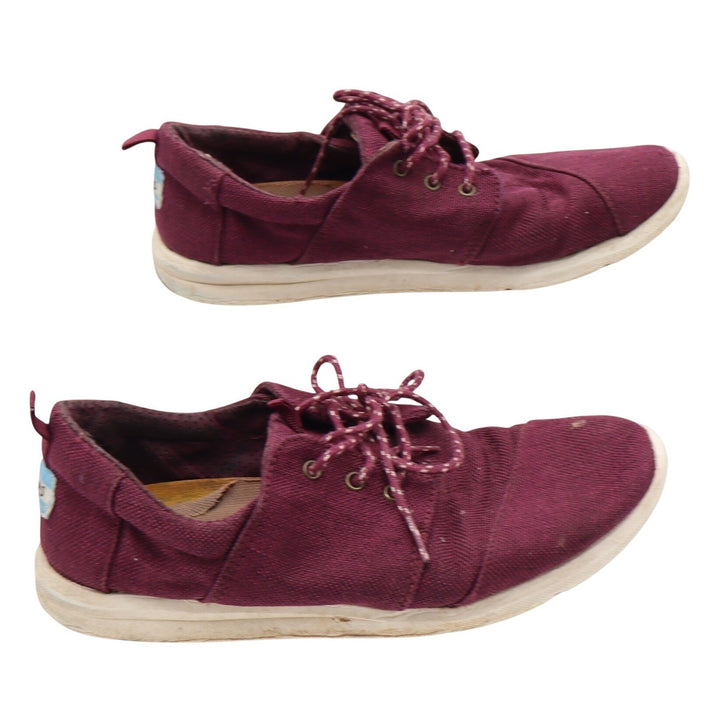 TOMS Sneakers Womens 8.5 Del Rey Burgundy Canvas Low Top Lace Up Fair