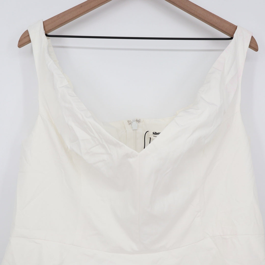 Showpo Izara Off Shoulder Pleated Mini Dress Off White US 16
