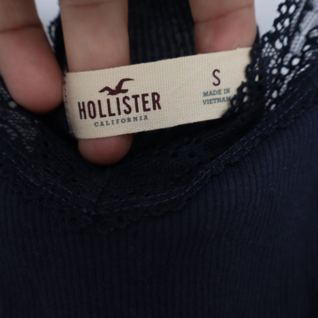 Hollister Navy Blue Lace Trim Ribbed Racerback Camisole Tank Top Small