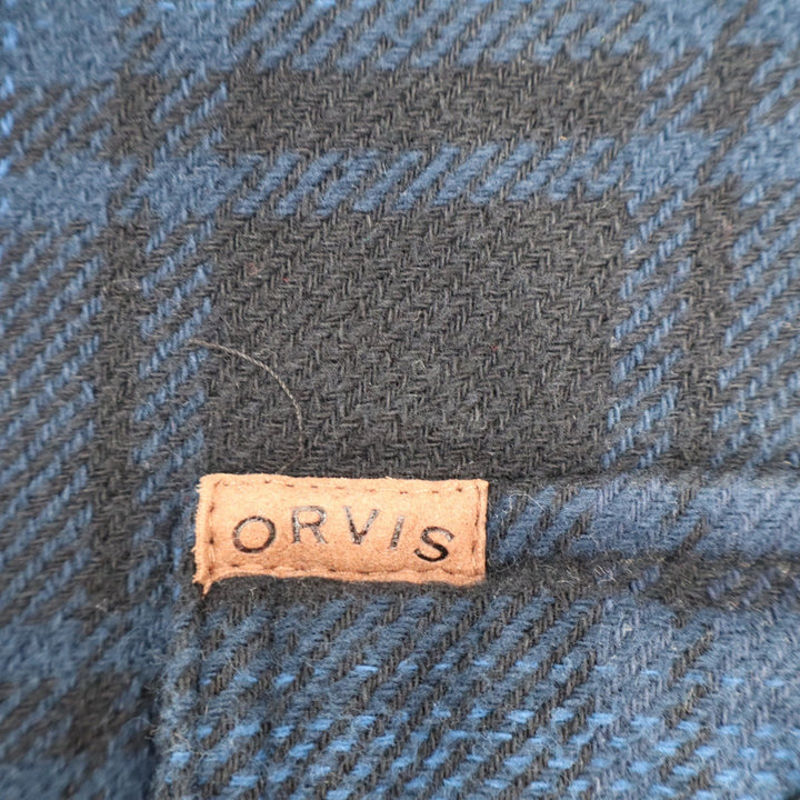 Orvis Mens Blue Black Plaid Flannel Button Down Shirt Classic Collection Size M