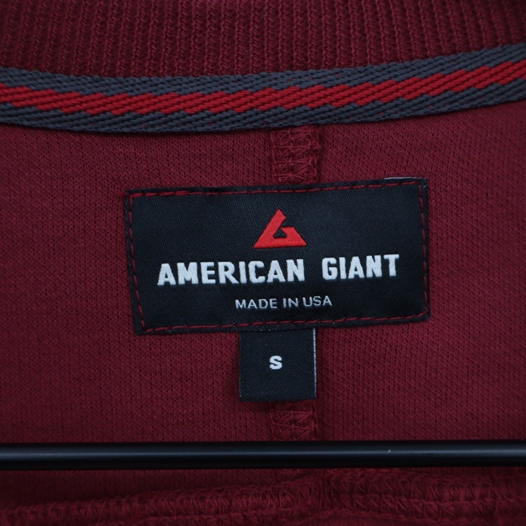 American Giant French Rib T-Shirt Mens S Maroon Henley Neck Long Sleeve Pullover