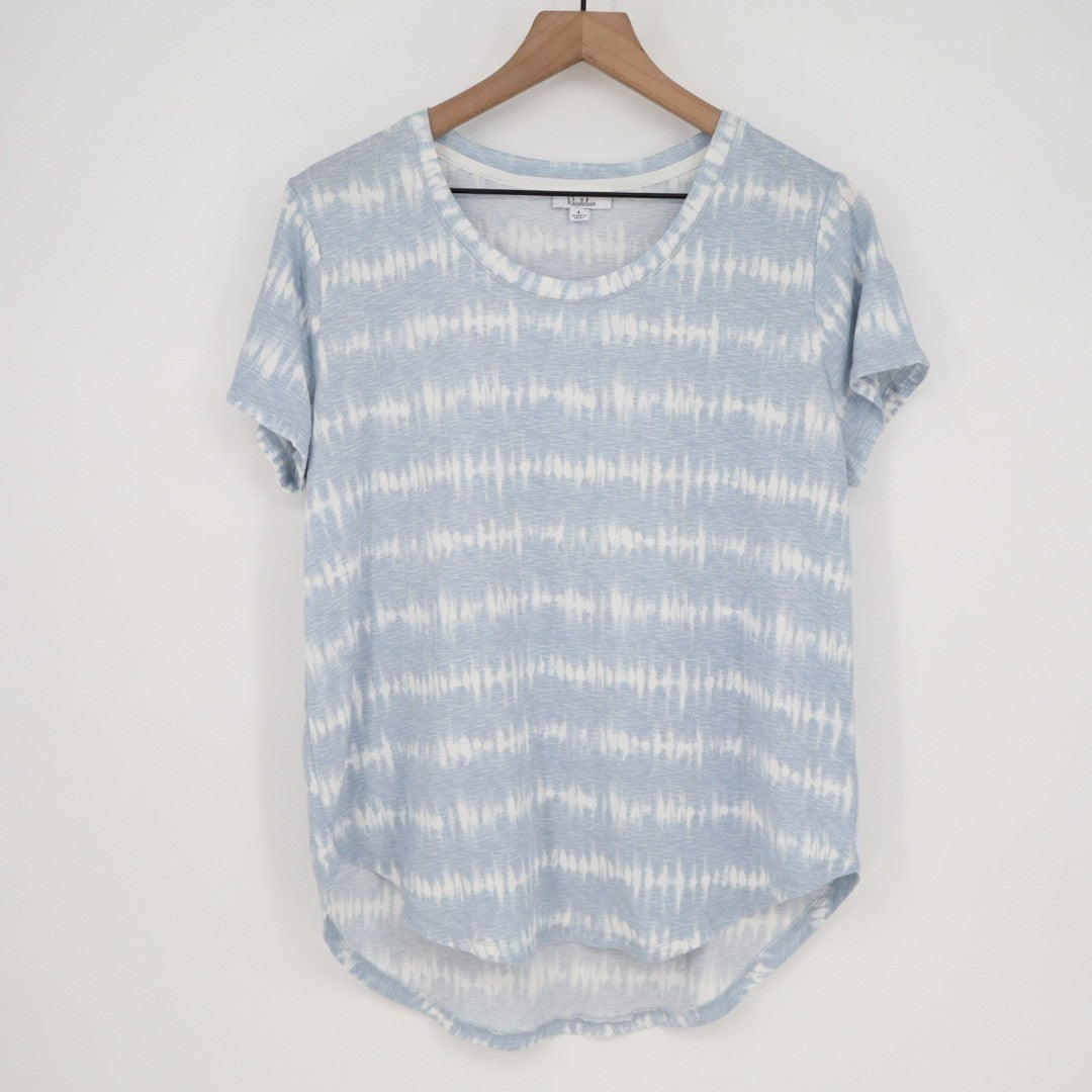 Roudelain 2-PC Pajamas Set Womens Large Blue White Striped Stretch High Low Hem