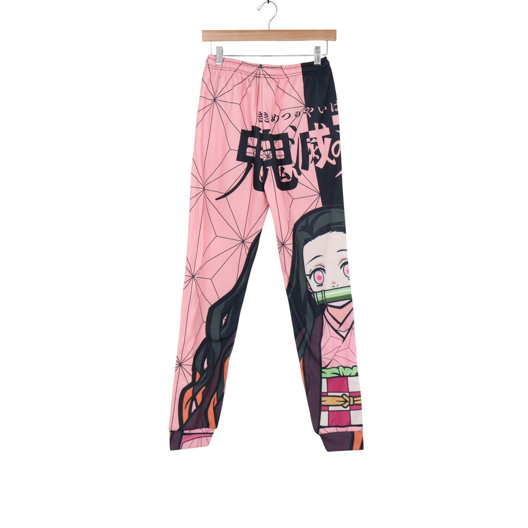 Demon Slayer Nezuko Kamado Graphic Jogger Pants Pink Anime Sweatpants Medium