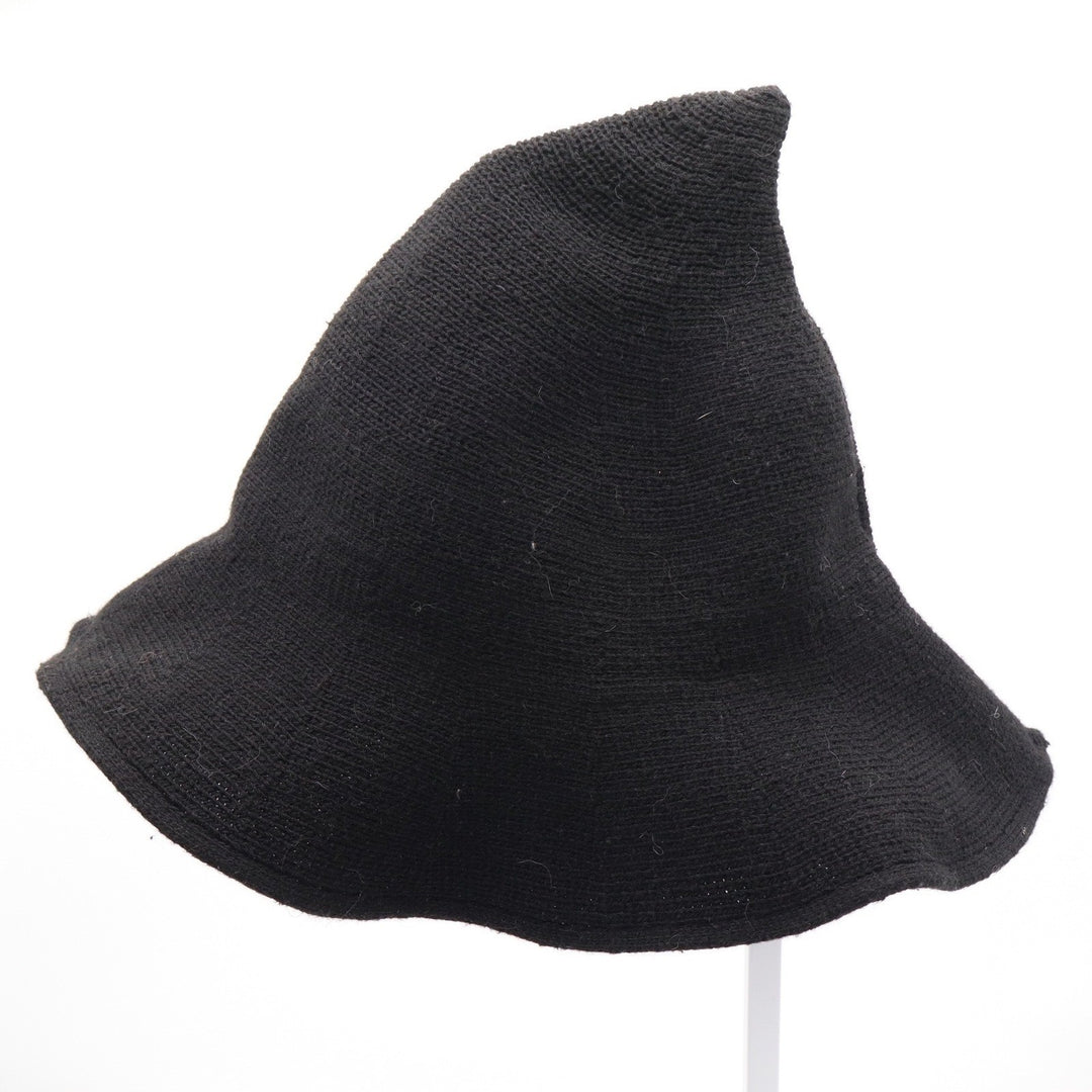 Black Knit Pointed Witch Hat Wide Brim Whimsigoth Costume Accessory