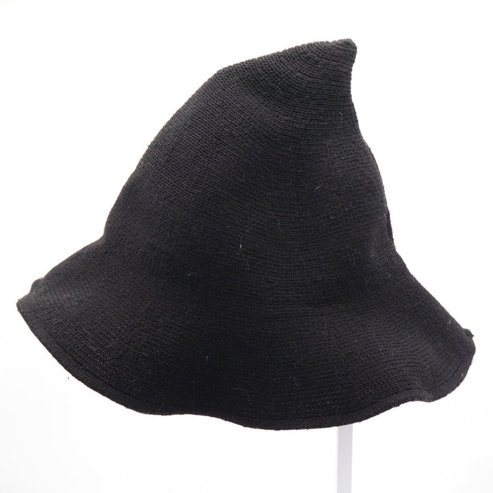 Black Knit Pointed Witch Hat Wide Brim Whimsigoth Costume Accessory