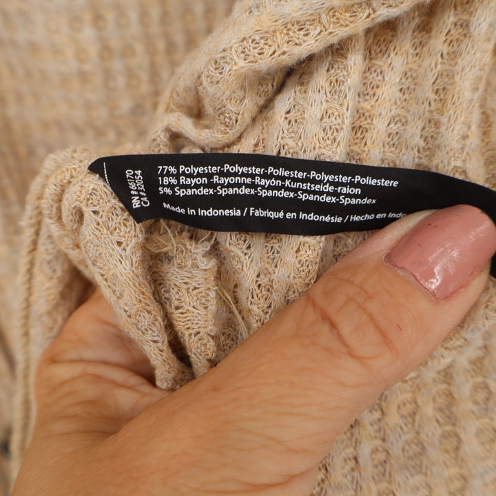 Out From Under Urban Outfitters Waffle Knit Cardigan Beige XS Oversized Thermal