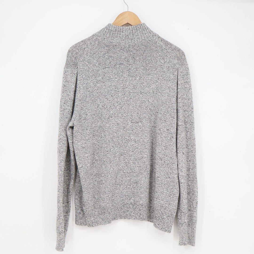 Croft & Barrow Mens XL Grey Marl Quarter Zip Mock Neck Cotton Blend Sweater
