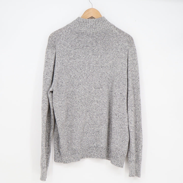 Croft & Barrow Mens XL Grey Marl Quarter Zip Mock Neck Cotton Blend Sweater