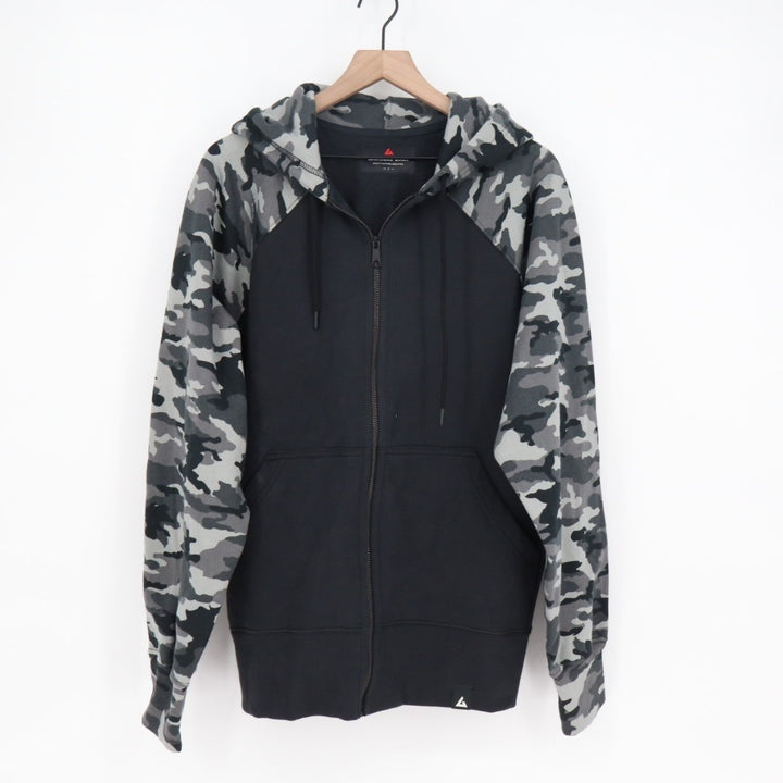 American Giant Raglan Classic Full Zip Hoodie Mens Large Black Gray Camouflage