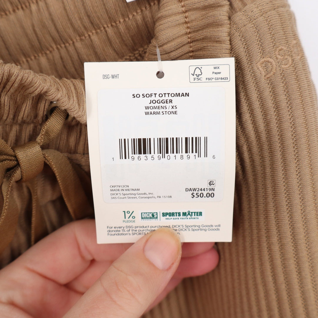DSG So Soft Ottoman Jogger Womens XS Warm Stone Tan Ribbed Pants NEW