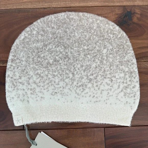 Barefoot Dreams CozyChic Lite Confetti Beanie Hat Womens Cream Taupe Knit Cap