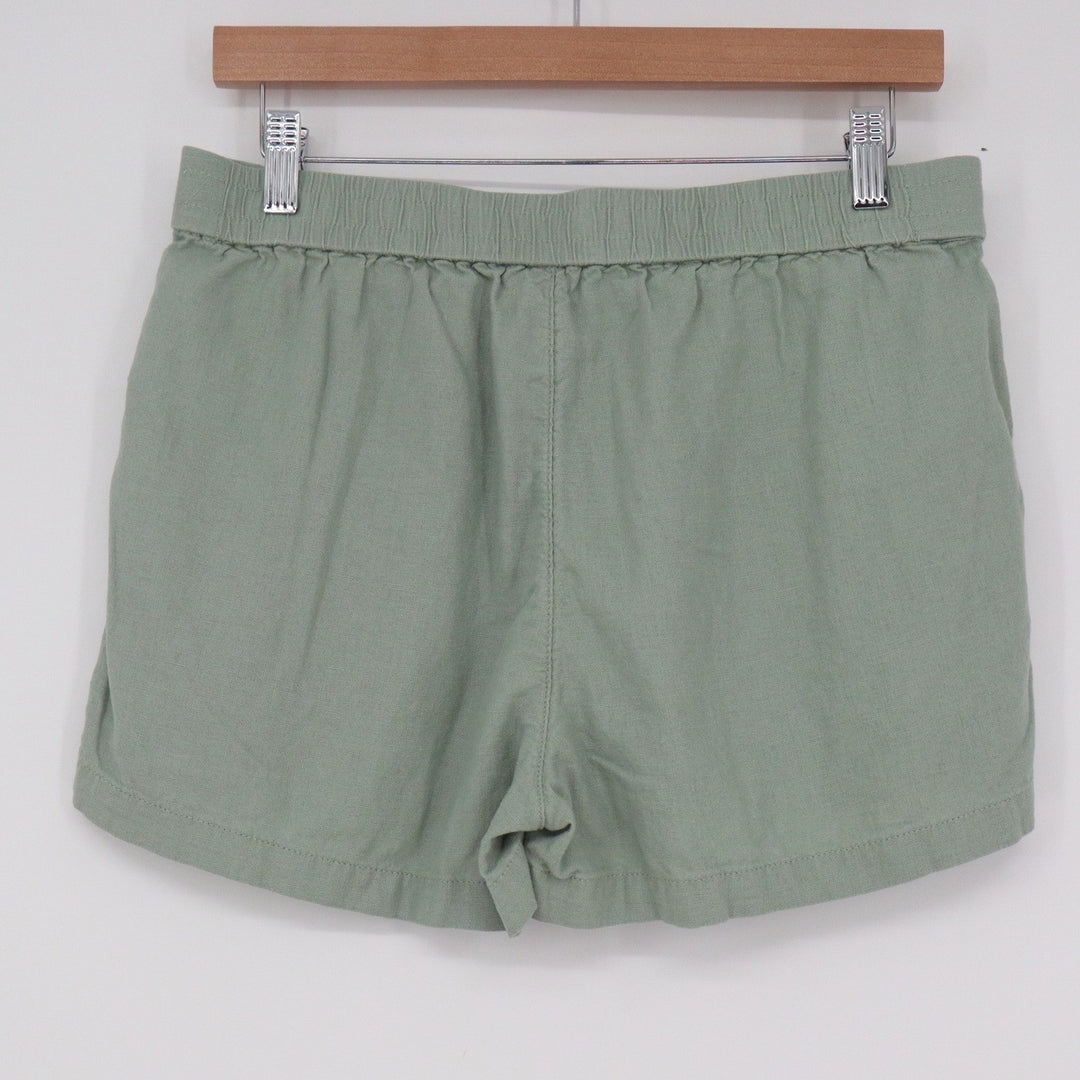 J.Crew Sage Green Linen Viscose Blend Drawstring Seaside Shorts Womens Small