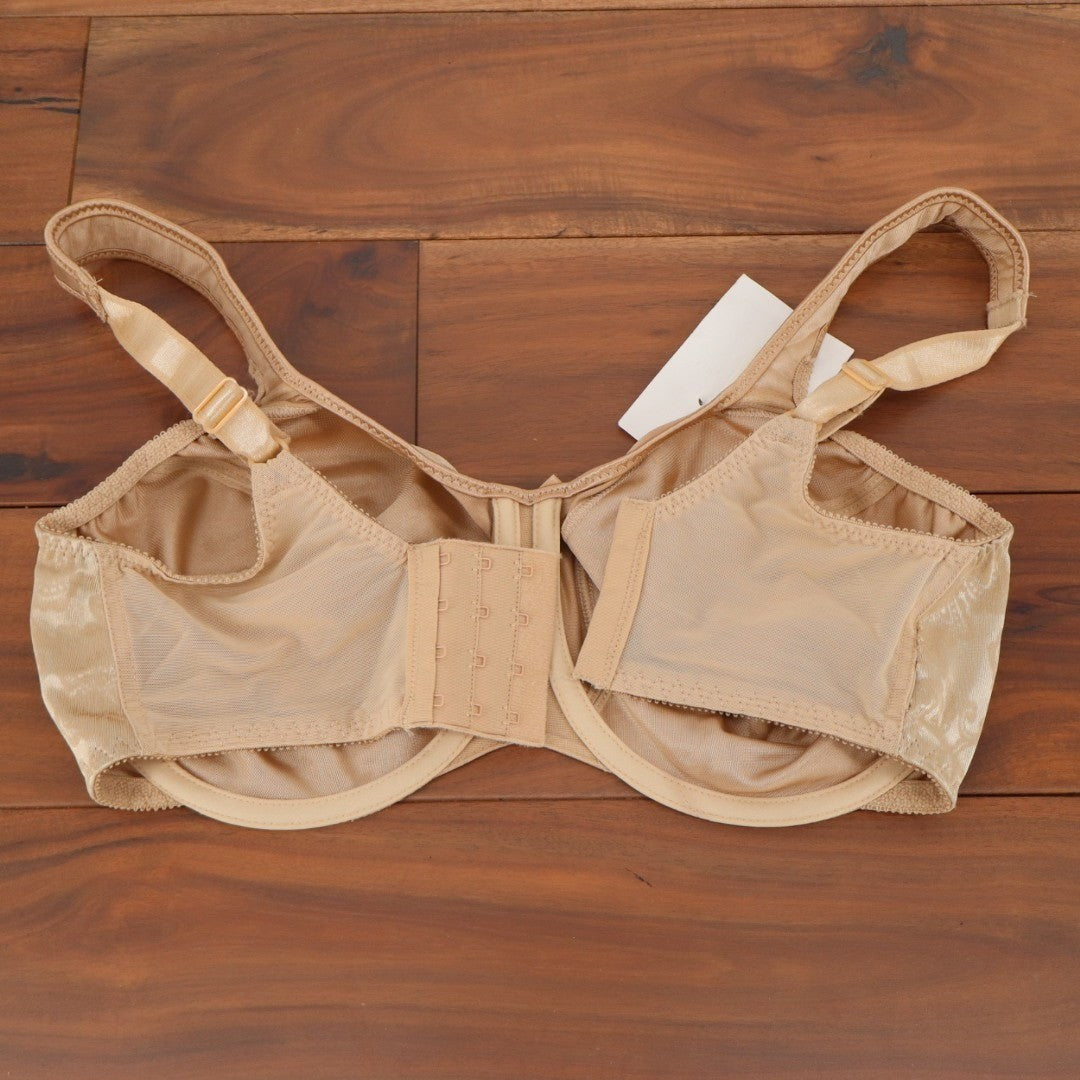 Bali Double Support Lace Bra Womens 40C Soft Taupe Floral Nylon Stretch Wireless