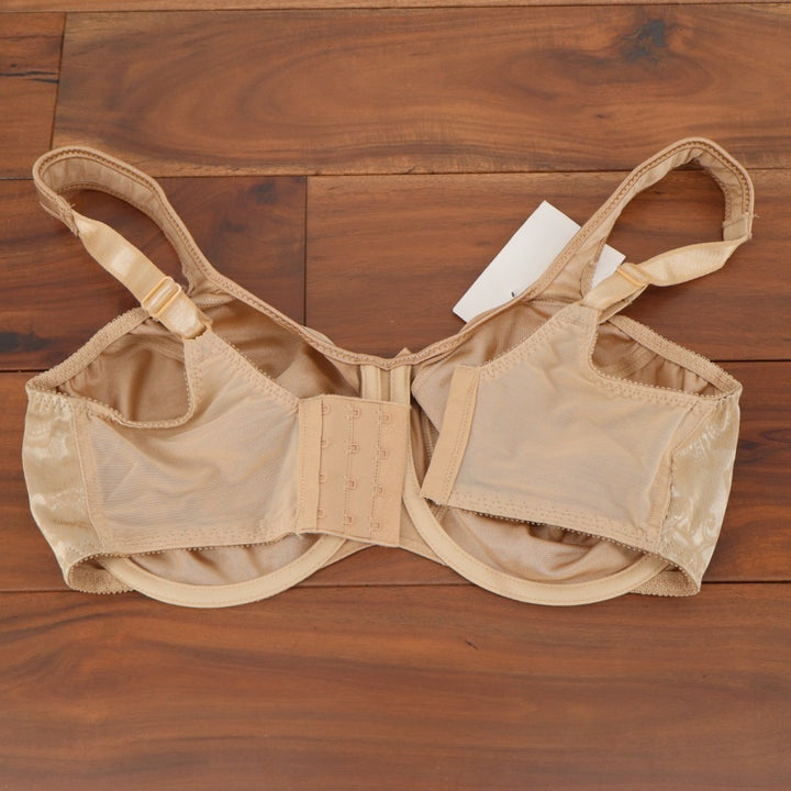 Bali Double Support Lace Bra Womens 40C Soft Taupe Floral Nylon Stretch Wireless