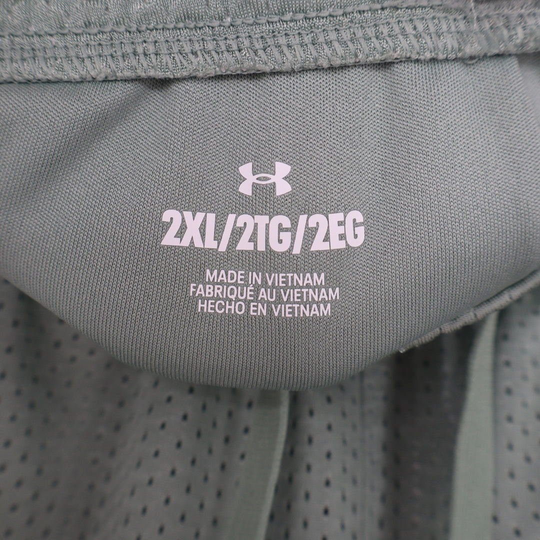Under Armour Mens 2XL Mesh Athletic Shorts Sage Green Lined Gym Workout