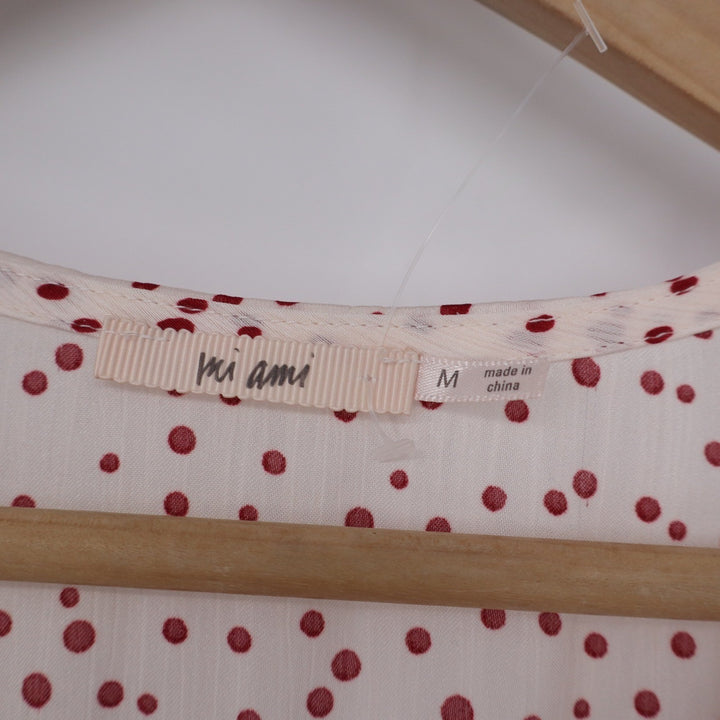 Mi Ami Aniya Q29 Polka Dot Tiered Ruffle Mini Dress Cream Red Mens Size M