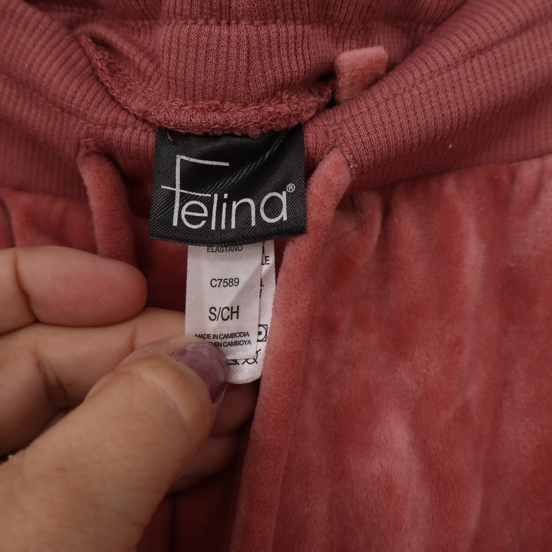 Felina Womens Velour Jogger Pants Dusty Rose Pink Small Athleisure Lounge