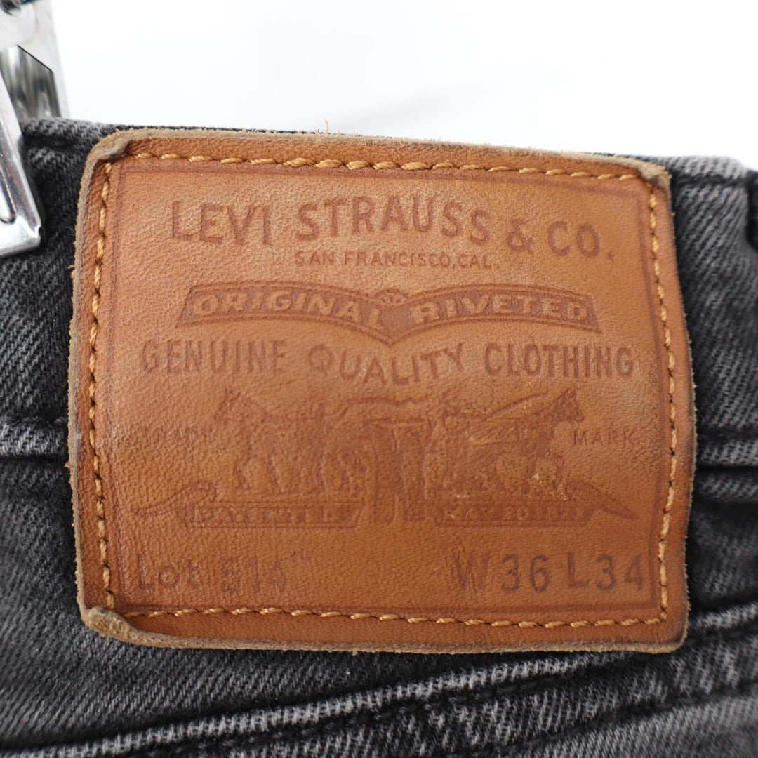 Levi's 514 Straight Fit Jeans Mens 36x34 Gray Denim Cotton Soft Stretch Twill