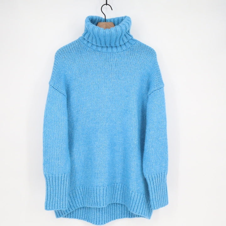 American Eagle Outfitters Sweater Women Large Lichen Blue Knit Ribbed Turtleneck