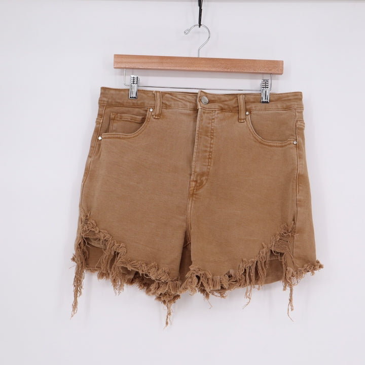 Risen Jeans Cutoff Shorts Womens XL Brown Cotton Stretch 5-Pockets High Rise