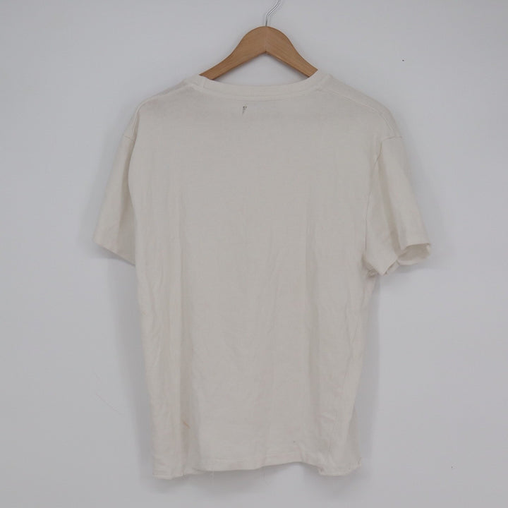Zara Mens Short Sleeve Crewneck T-Shirt Off White Cream Basic Knit Large