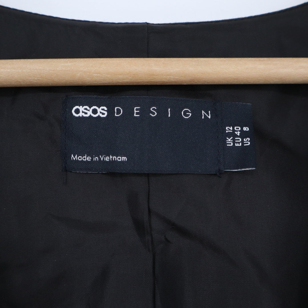 ASOS DESIGN Waistcoat Vest Womens 8 Black V-Neck Tailored Button-Down Excellent