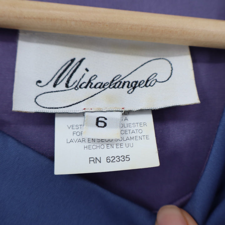 Michaelangelo Fit & Flare Maxi Dress Womens 6 Blue Pleated Back Zip Wide Strap